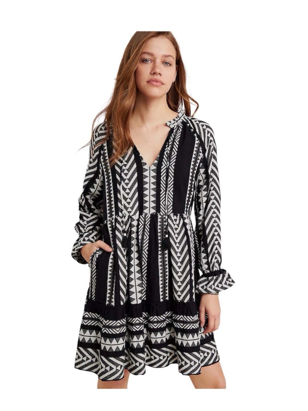 NWT Anthropologie Maeve Dominique Tunic Dress Black & White Boho Dress Small